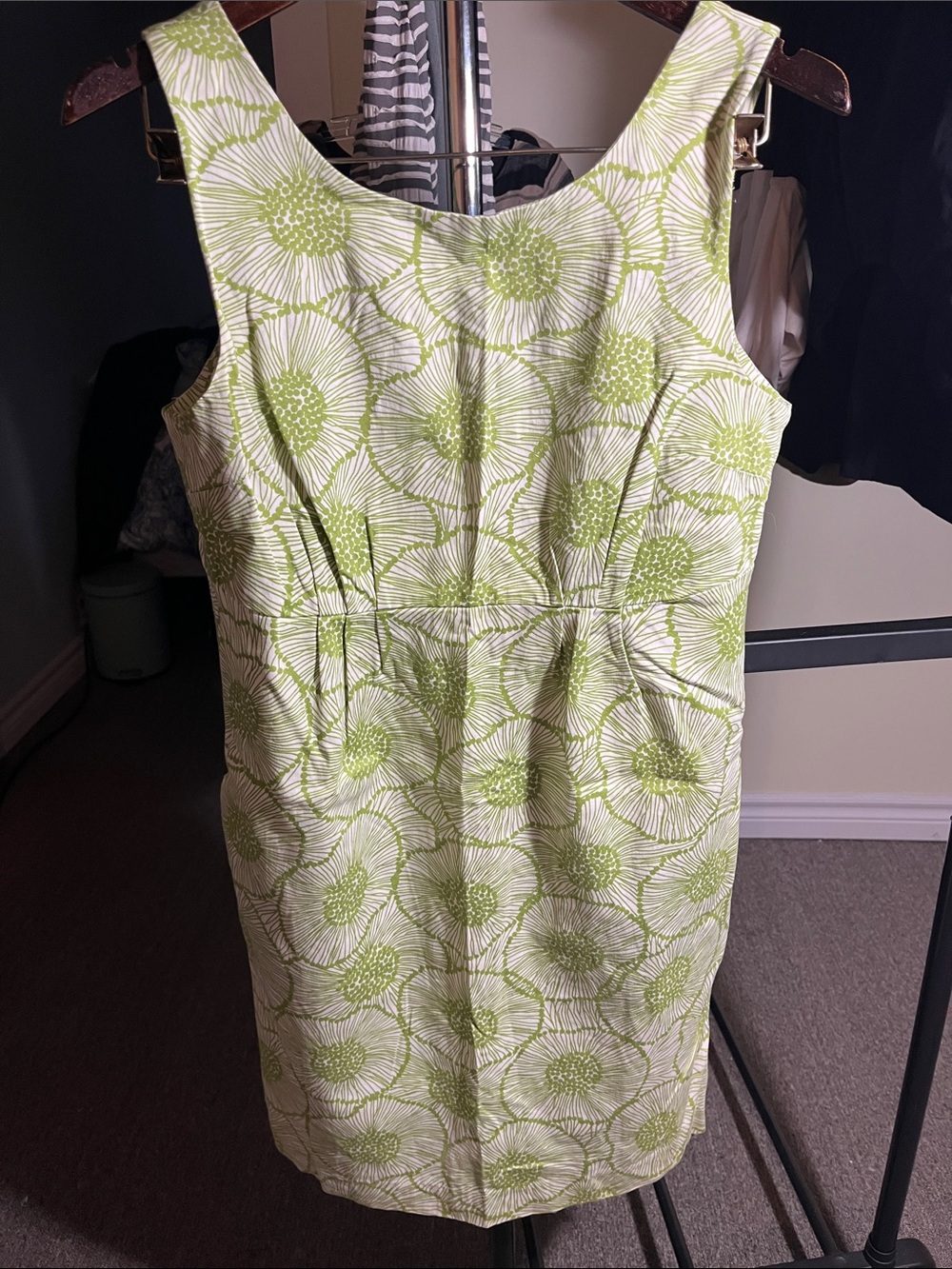 Joe Fresh Light Green Floral Sleeveless Shift Dress